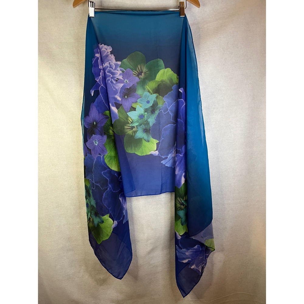 Isaac Mizrahi Live! Printed Chiffon Scarf Vibrant Watercolor style floral print.